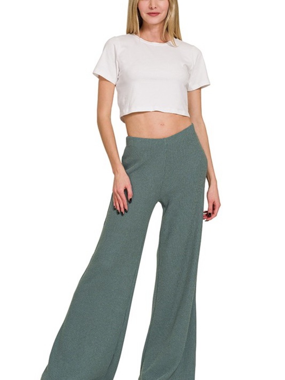 NWT 2pc ZENANA LAVENDER SWEATER MOCK NECK TOP & LONG PANTS SET SOFT COMFY - Picture 6 of 9